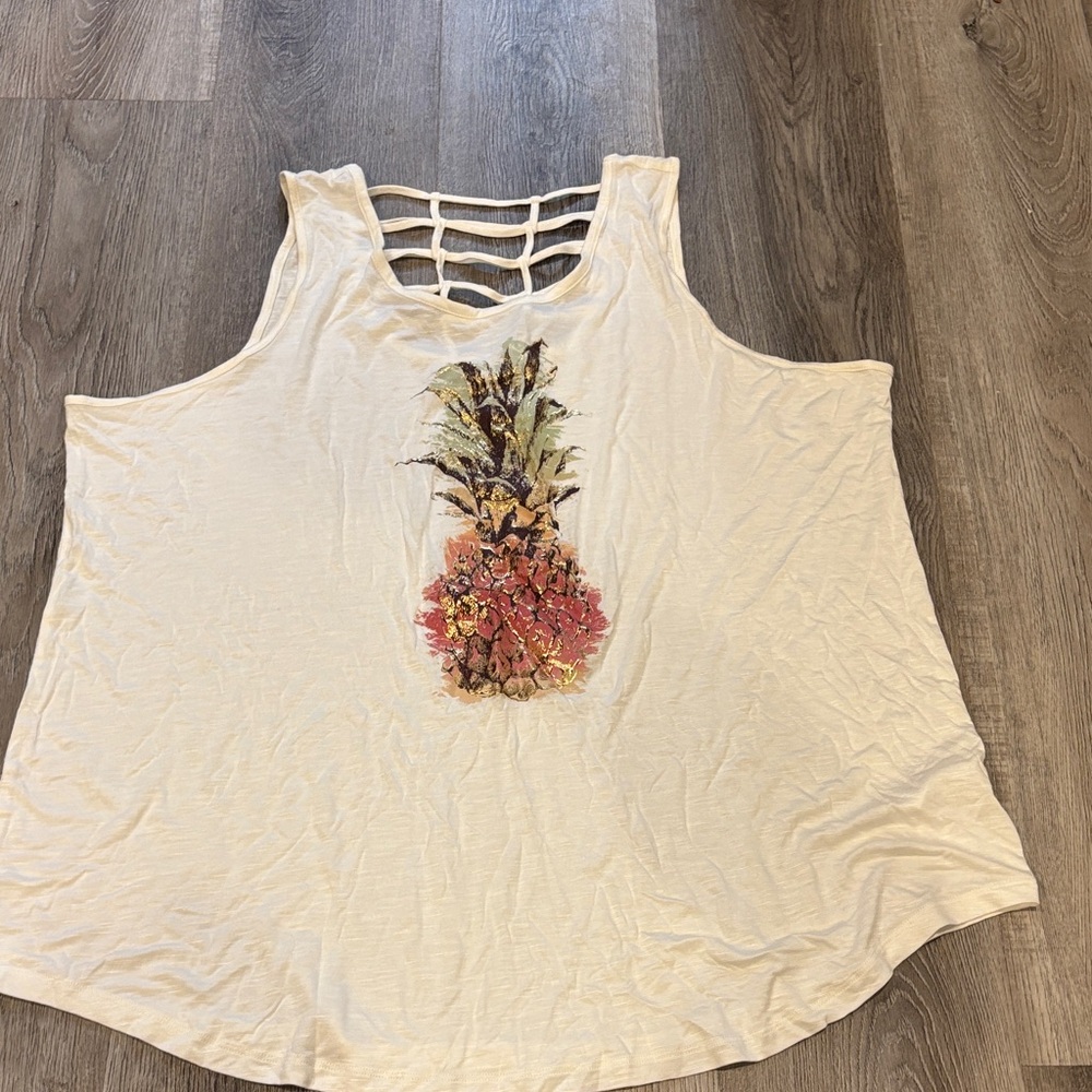 Pineapple Print Cream Tank Top